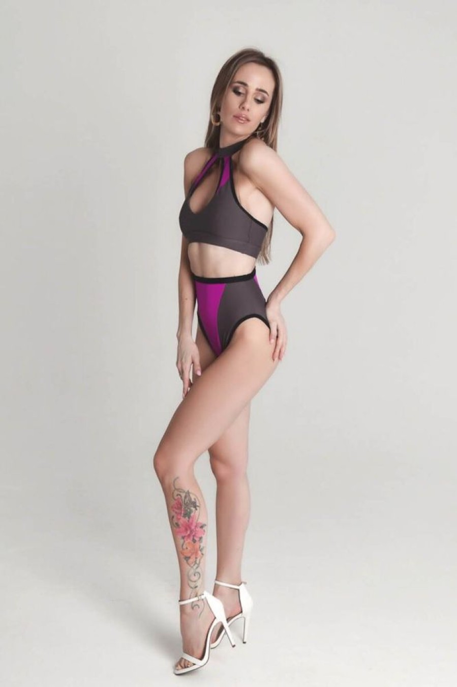 Pole Dance Wear Oksa Polewear | Oksawear Shorts Roxana Grey/Purple