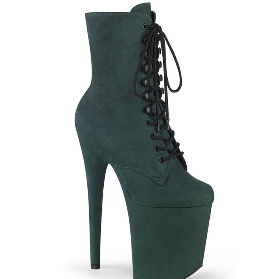 High Heels Pleaser | Pleaser Flamingo-1020Fs Plateau Ankle Boots Suede Green