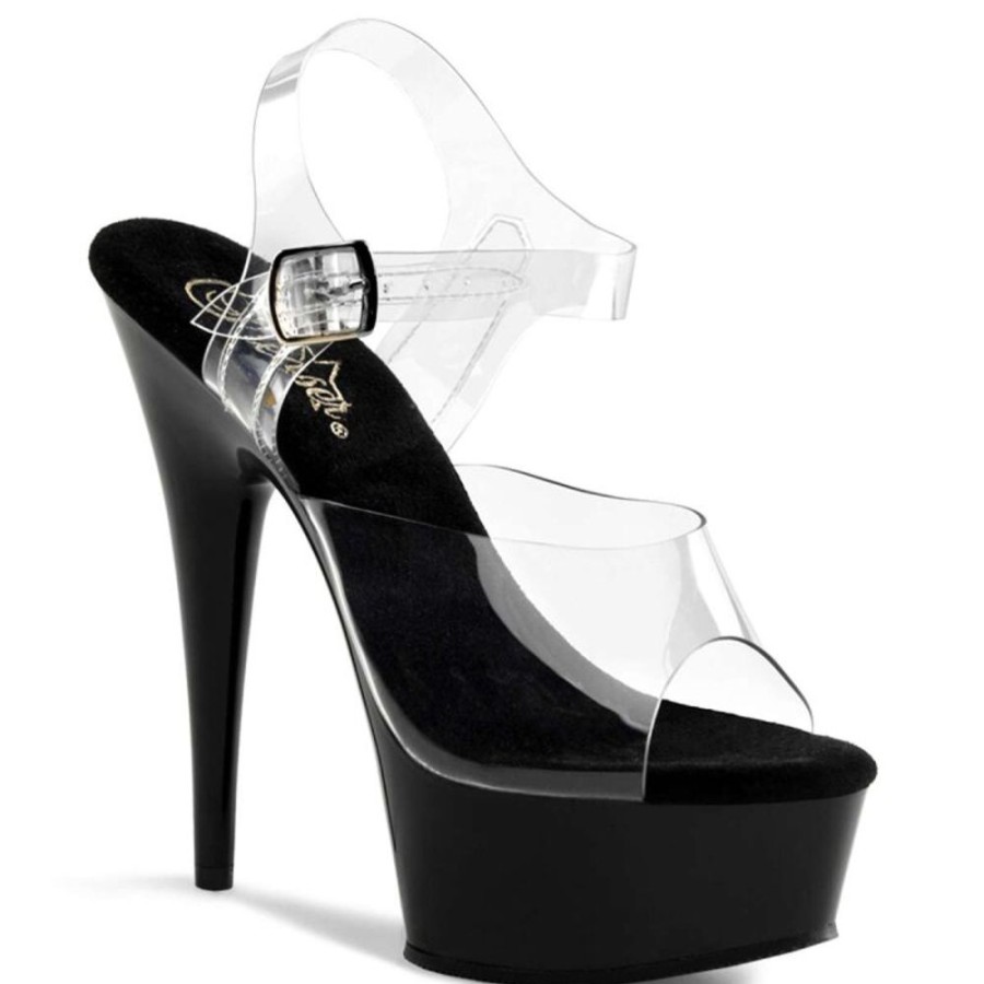 High Heels Pleaser | Pleaser Delight-608 Clear/Black