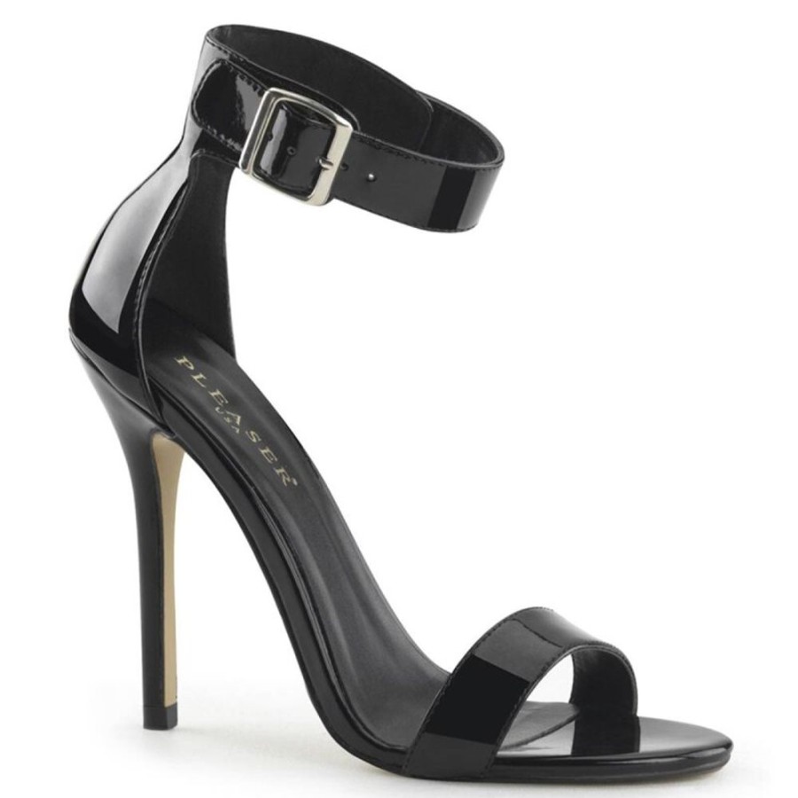 High Heels Pleaser | Pleaser Amuse-10 Plateau Sandalettes Patent Black