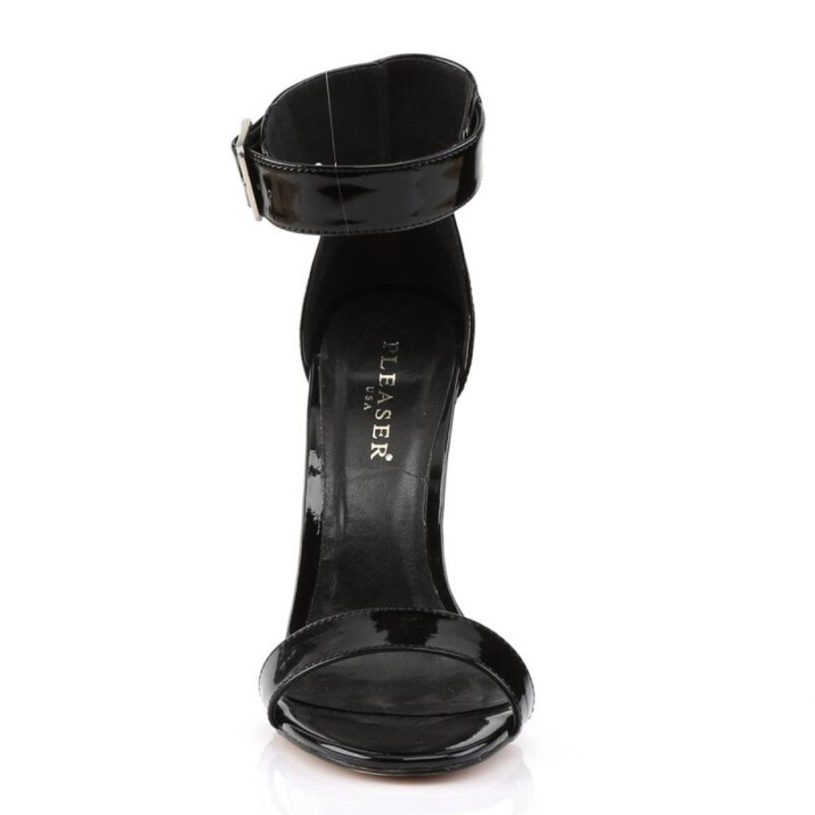 High Heels Pleaser | Pleaser Amuse-10 Plateau Sandalettes Patent Black