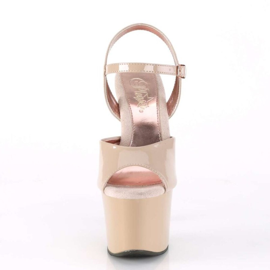 High Heels Pleaser | Pleaser Sky-309Tt Nude Patent/Nude-Rose Gold Chrome