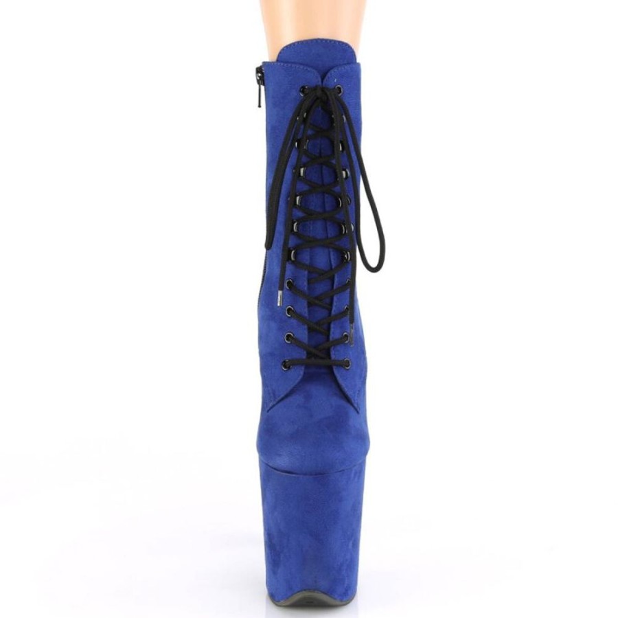 High Heels Pleaser | Pleaser Flamingo-1020Fs Plateau Ankle Boots Faux Suede Blue