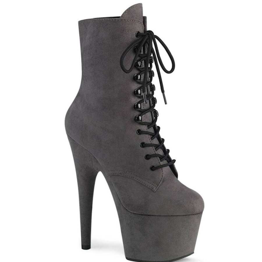 High Heels Pleaser | Pleaser Adore-1020Fs Plateau Ankle Boots Faux Suede Grey