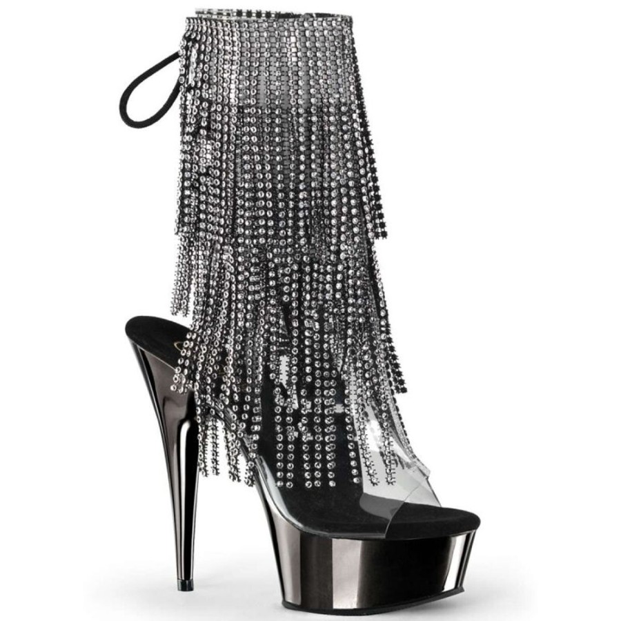 High Heels Pleaser | Pleaser Delight-1017Rsf Clear-Black/Dark Pewter Chrome