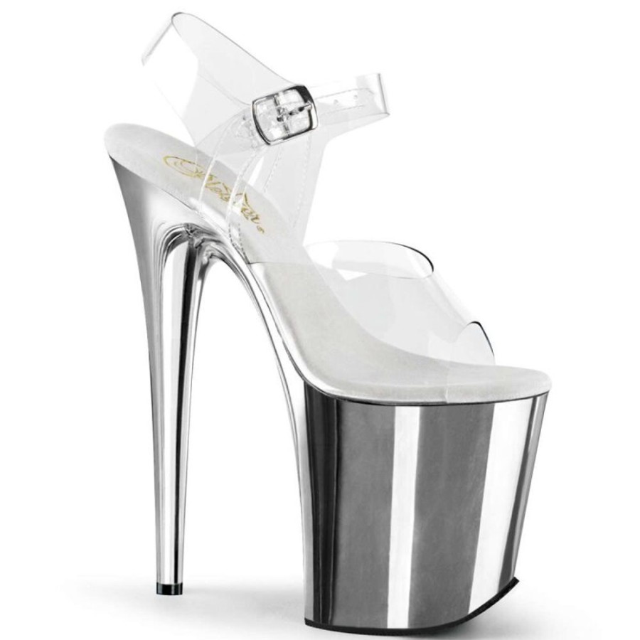 High Heels Pleaser | Pleaser Flamingo-808 Clear/Silver Chrome