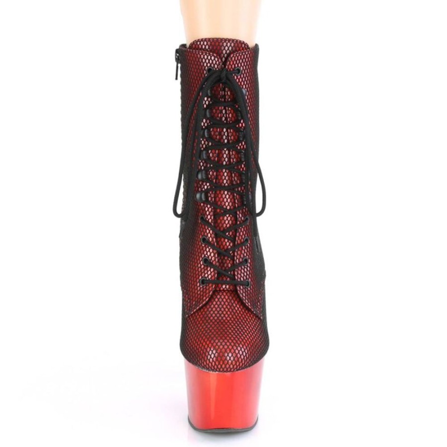 High Heels Pleaser | Pleaser Adore-1020Hfn Plateau Ankle Boots Mesh Holo Red