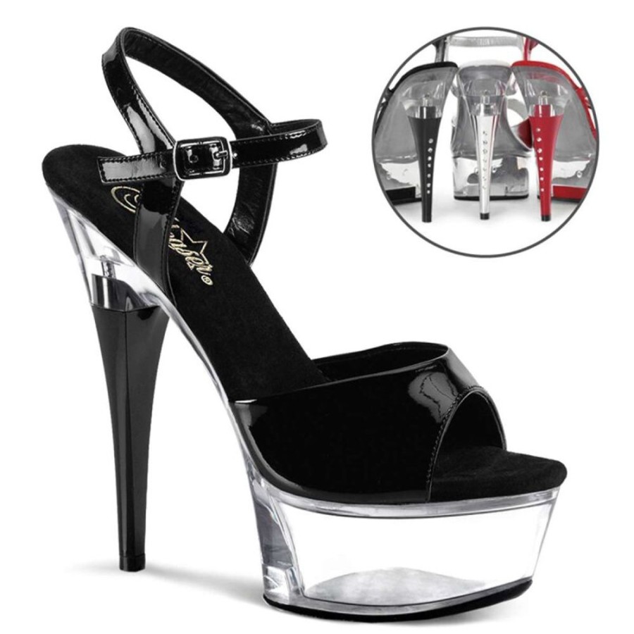 High Heels Pleaser | Pleaser Captiva-609 Black Patent/Clear