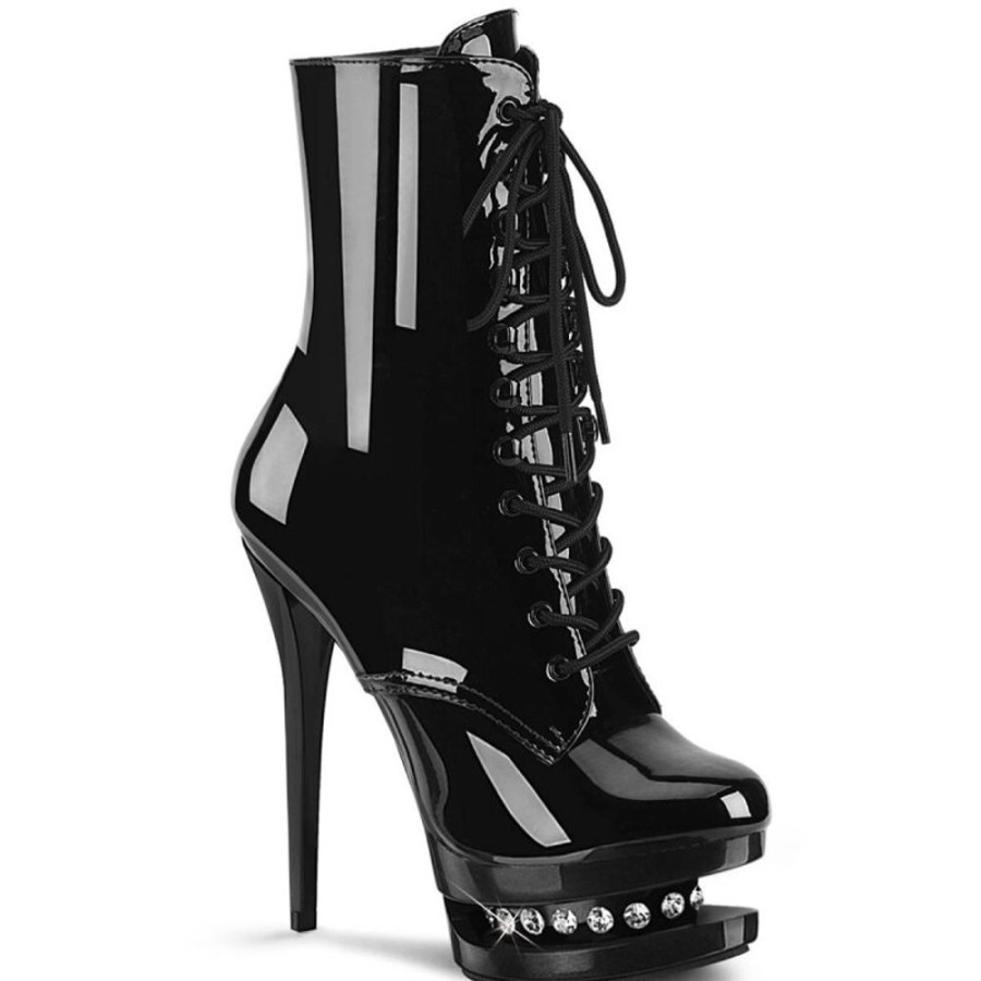 High Heels Pleaser | Pleaser Blondie-R-1020 Plateau Ankle Boots Patent Black