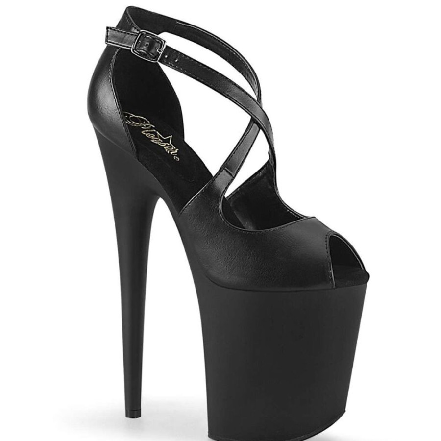 High Heels Pleaser | Pleaser Flamingo-821 Black Faux Leather/Black Matte