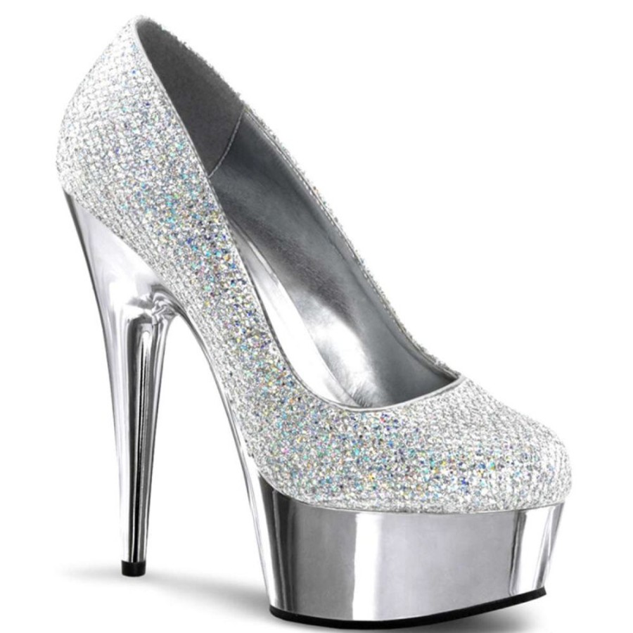 High Heels Pleaser | Pleaser Delight-685G Silver Multi Glitter/Silver Chrome