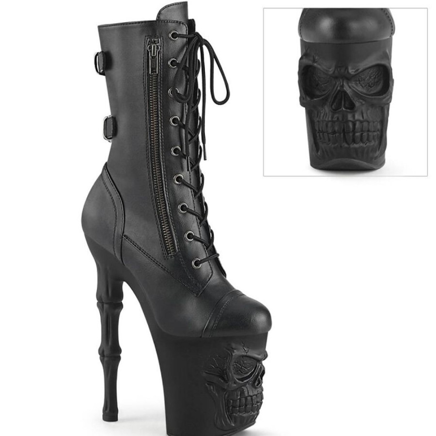 High Heels Pleaser | Pleaser Rapture-1047 Plateau Ankle Boots Faux Leather Black