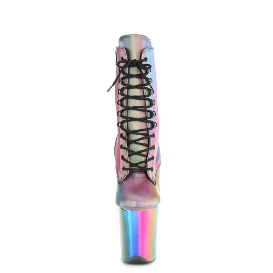 High Heels Pleaser | Pleaser Flamingo-1020Rc Plateau Ankle Boots Reflection Chrome Colorful