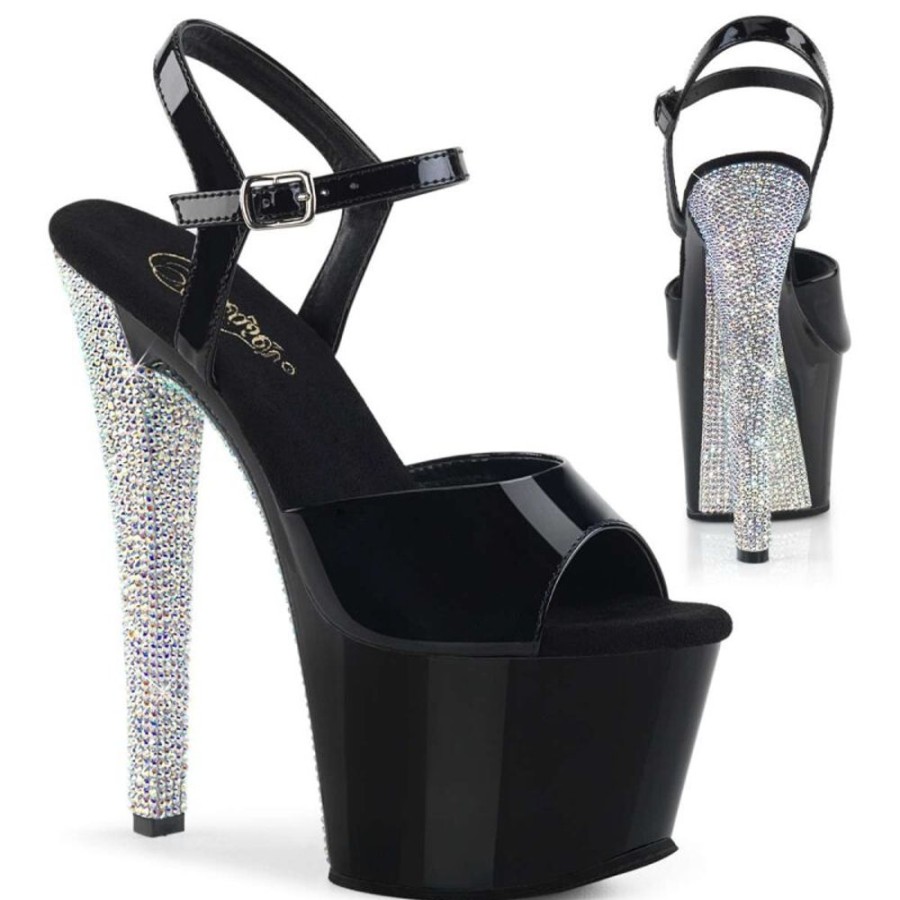 High Heels Pleaser | Pleaser Sky-309Chrs Black/Black-Silver Ab Rstn