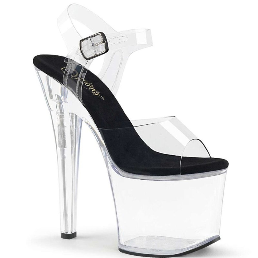 High Heels Pleaser | Pleaser Radiant-708 Clear-Black/Clear