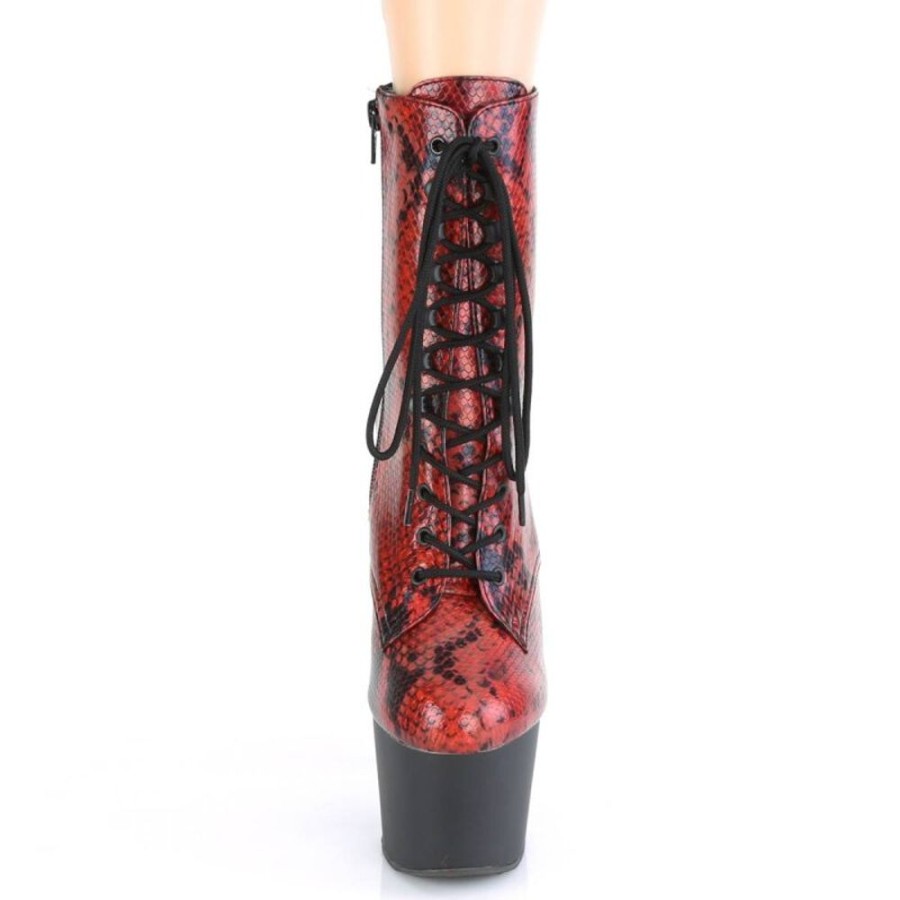 High Heels Pleaser | Pleaser Adore-1020Sp Plateau Ankle Boots Holo Snake Red