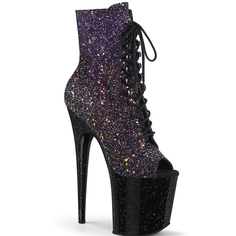 High Heels Pleaser | Pleaser Flamingo-1021Ombg Plateau Ankle Boots Glitter Purple