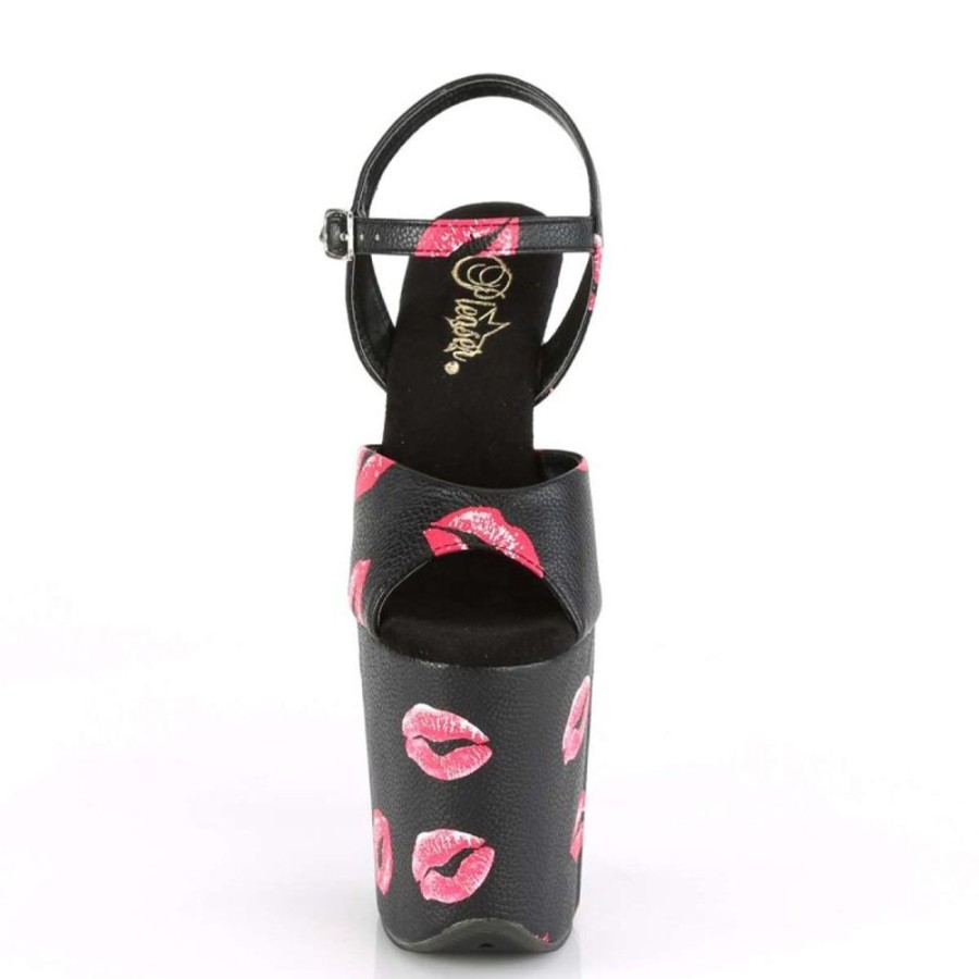 High Heels Pleaser | Pleaser Flamingo-809Kisses Black Faux Leather/Black Faux Leather