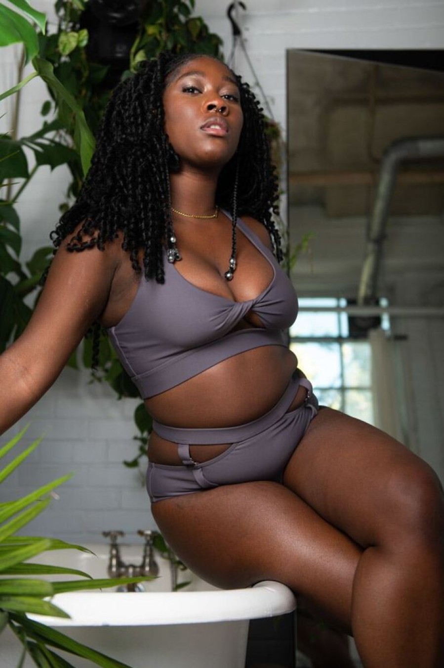 Pole Dance Wear Chantay Polewear | Chantay Polewear 2-Way Top Pretzel Ash