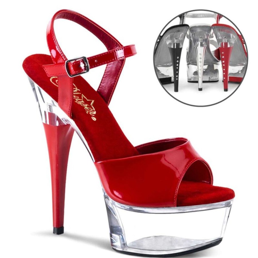 High Heels Pleaser | Pleaser Captiva-609 Red Patent/Clear