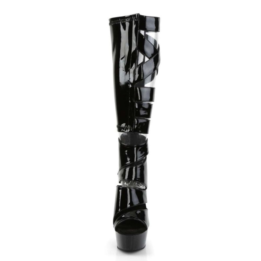 High Heels Pleaser | Pleaser Delight-600-49 Black Stretch Patent/Black