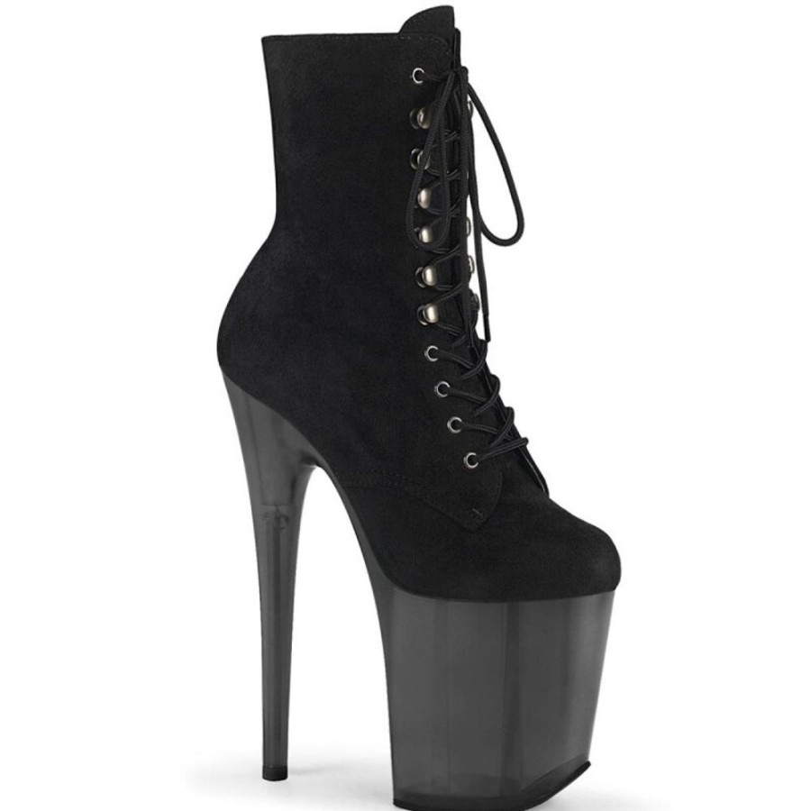 High Heels Pleaser | Pleaser Flamingo-1020Fst Plateau Ankle Boots Faux Suede Black