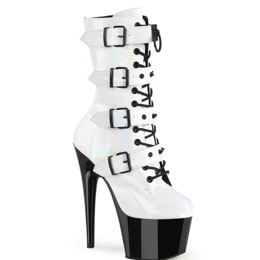 High Heels Pleaser | Pleaser Adore-1046Tt Plateau Ankle Boots Patent White