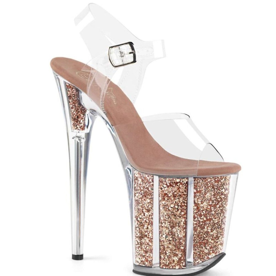 High Heels Pleaser | Pleaser Flamingo-808G Clear/Rose Gold Glitter