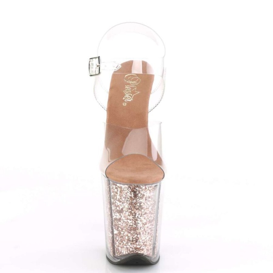 High Heels Pleaser | Pleaser Flamingo-808G Clear/Rose Gold Glitter