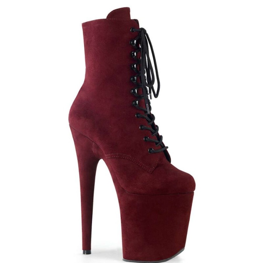 High Heels Pleaser | Pleaser Flamingo-1020Fs Burgundy Faux Suede/Burgundy Faux Suede