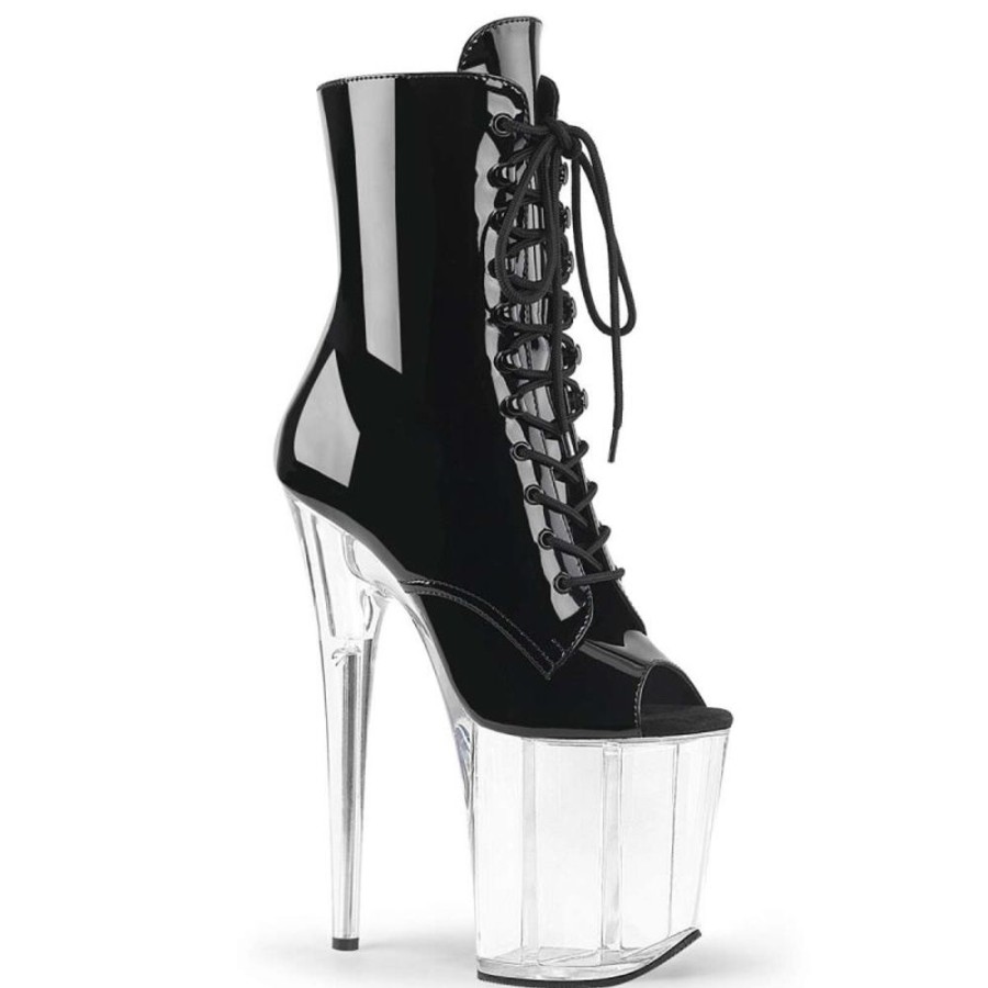 High Heels Pleaser | Pleaser Flamingo-1021 Black Patent/Clear