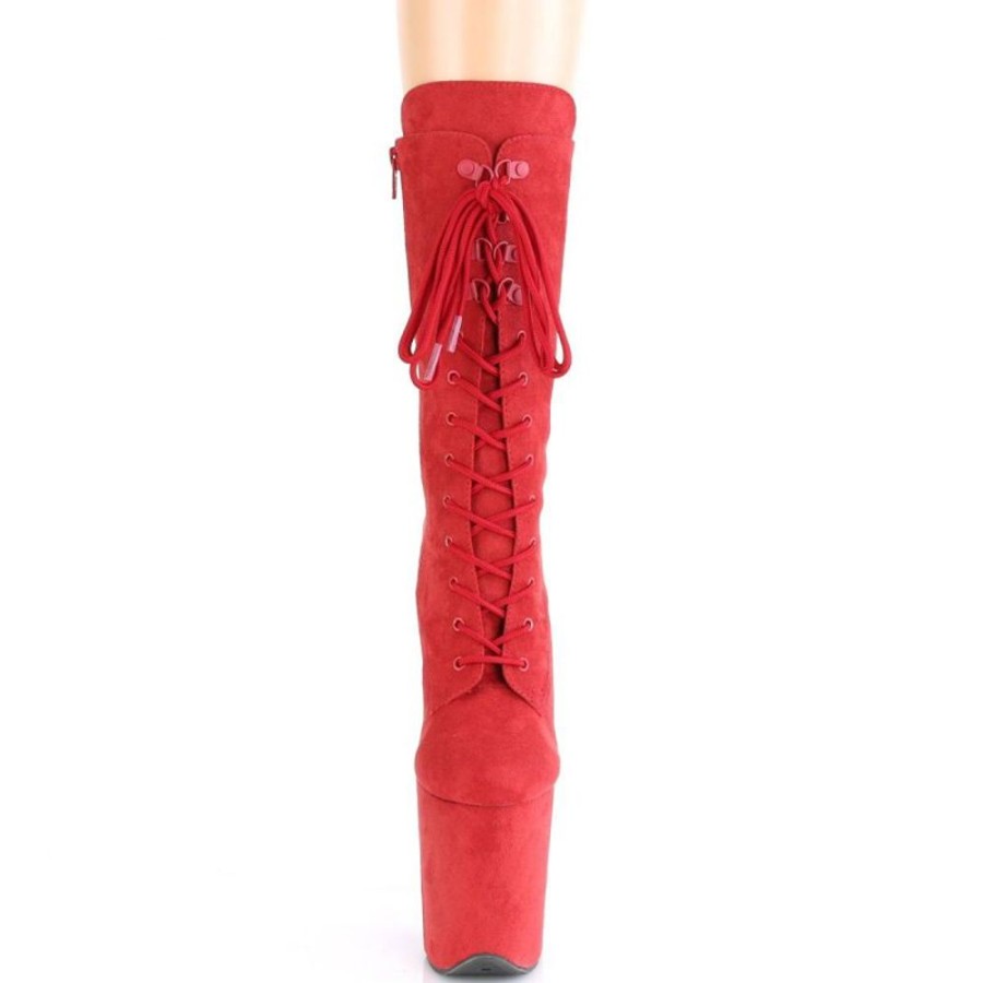 High Heels Pleaser | Pleaser Flamingo-1050Fs Plateau Ankle Boots Faux Suede Red