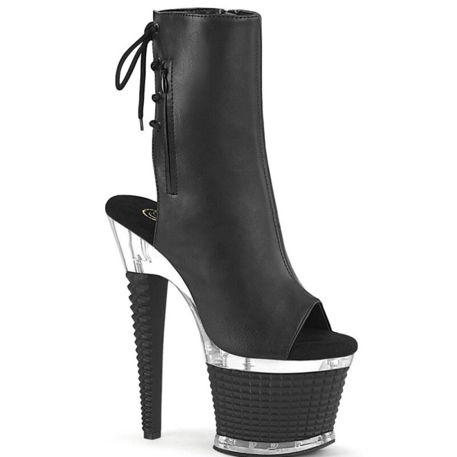 High Heels Pleaser | Pleaser Spectator-1018 Plateau Ankle Boots Faux Leather Black