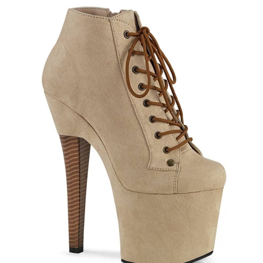 High Heels Pleaser | Pleaser Radiant-1005 Plateau Ankle Boots Faux Suede Nude