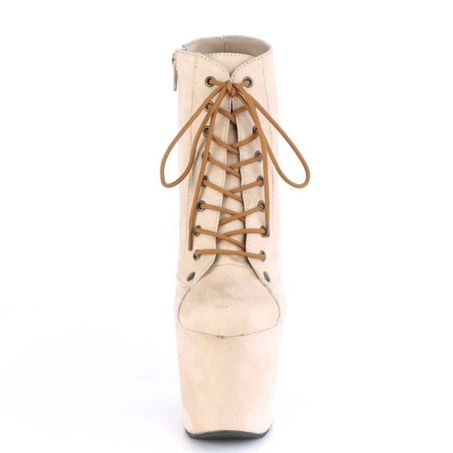 High Heels Pleaser | Pleaser Radiant-1005 Plateau Ankle Boots Faux Suede Nude