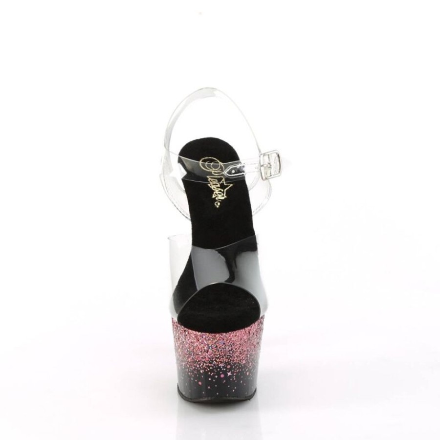 High Heels Pleaser | Pleaser Adore-708Ss Plateau Sandalettes Glitter Transparent Pink