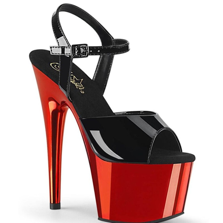 High Heels Pleaser | Pleaser Adore-709 Plateau Sandalettes Patent Chrome Red