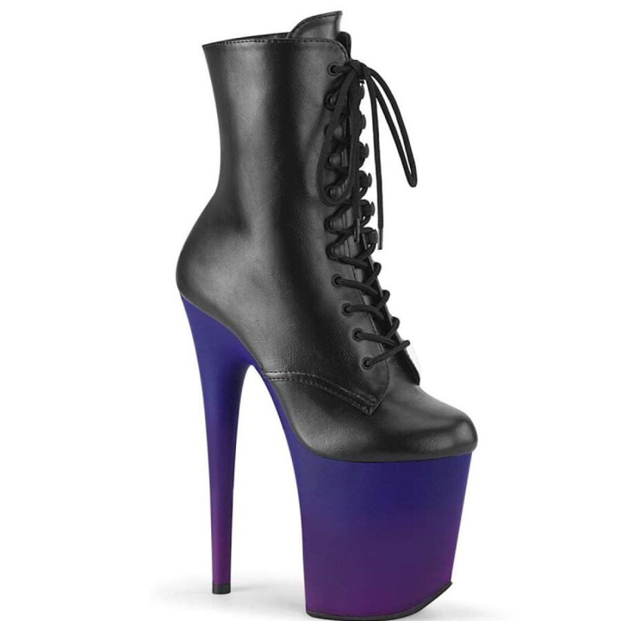 High Heels Pleaser | Pleaser Flamingo-1020Bp Black Faux Leather/Blue-Purple Ombre