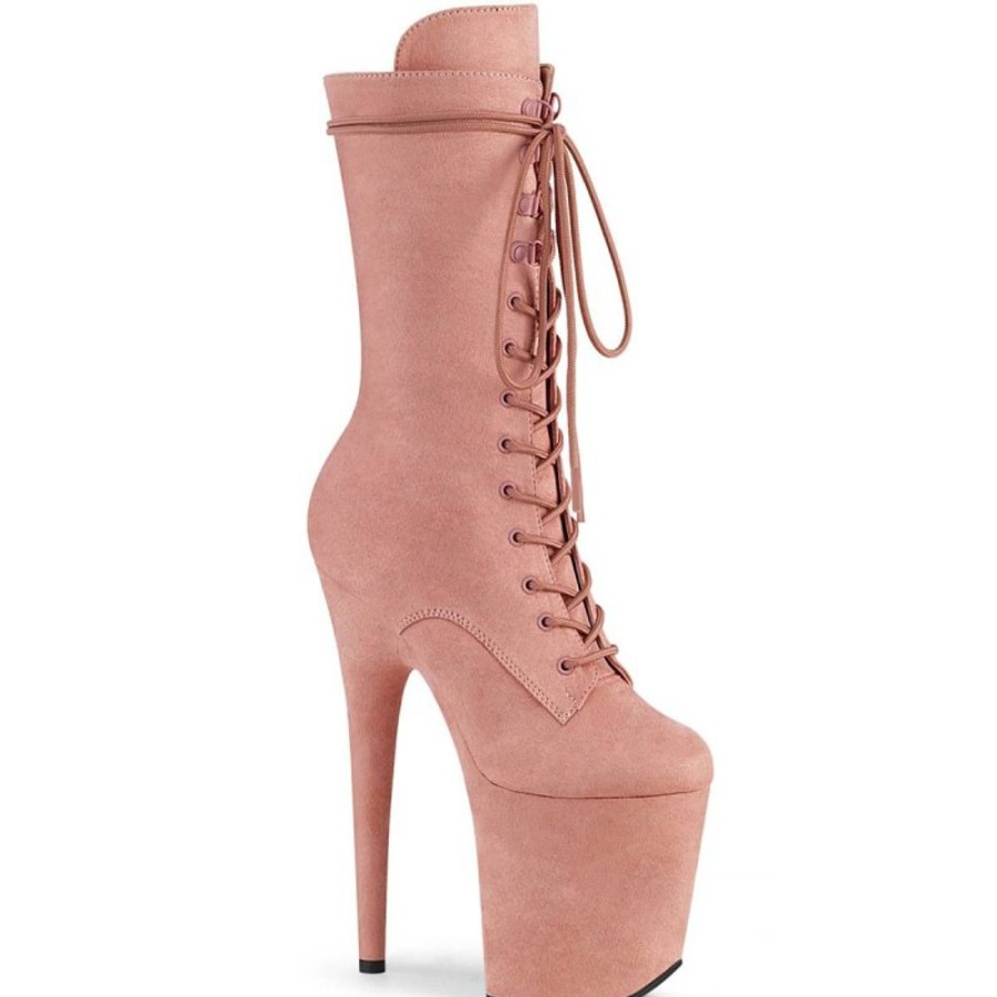 High Heels Pleaser | Pleaser Flamingo-1050Fs Plateau Ankle Boots Faux Suede Light Pink