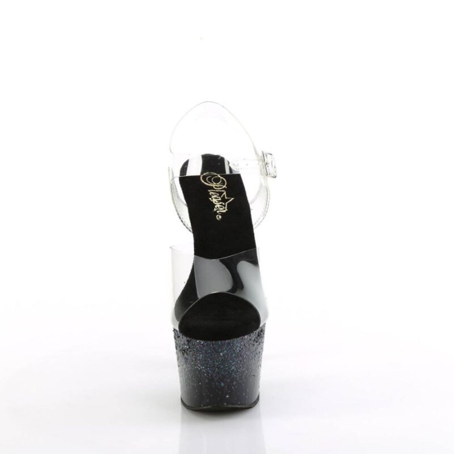 High Heels Pleaser | Pleaser Adore-708Ss Plateau Sandalettes Glitter Transparent Black