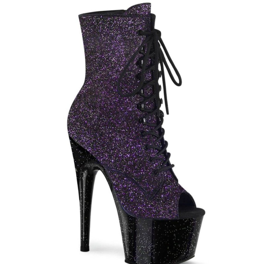 High Heels Pleaser | Pleaser Adore-1021Mg Plateau Ankle Boots Glitter Purple