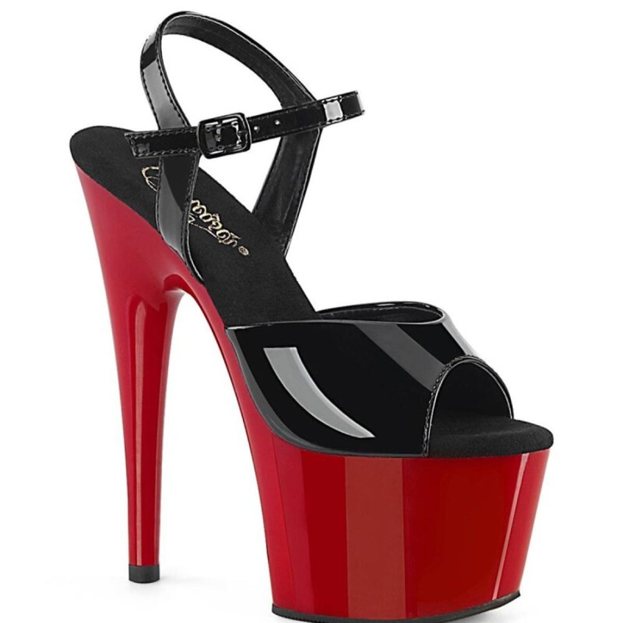 High Heels Pleaser | Pleaser Adore-709 Plateau Sandalettes Patent Red Black