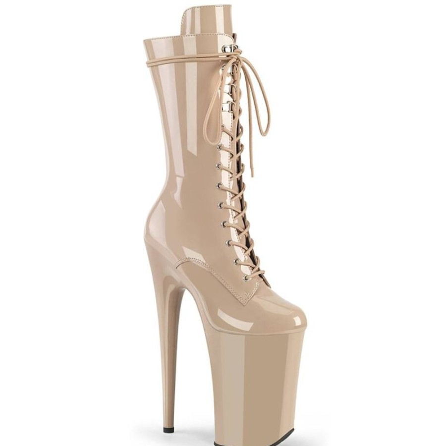 High Heels Pleaser | Pleaser Infinity-1050 Plateau Ankle Boots Patent Nude