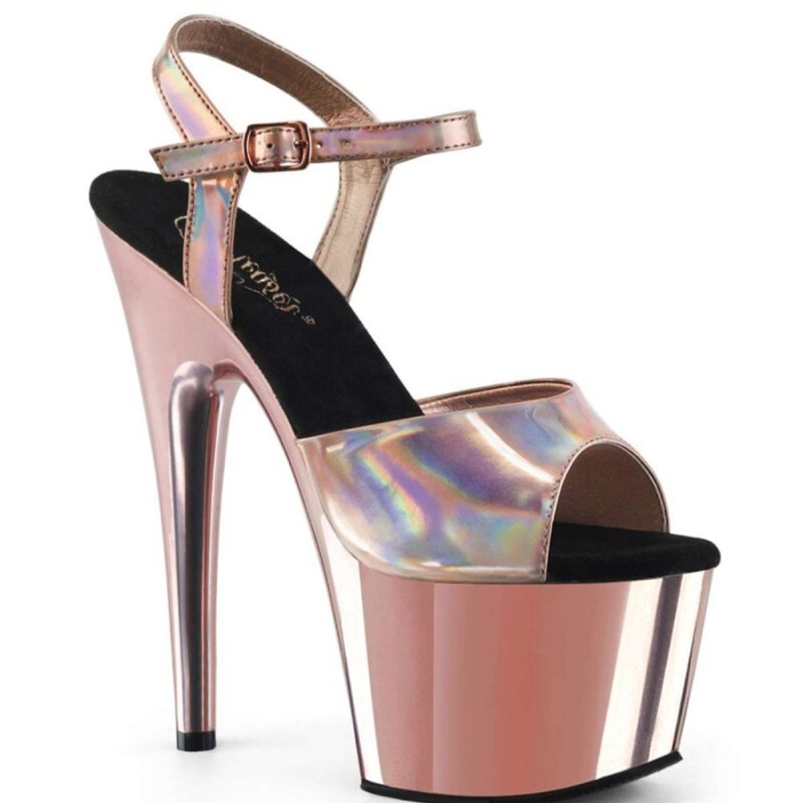 High Heels Pleaser | Pleaser Adore-709Hgch Rose Gold Hologram/Rose Gold Chrome