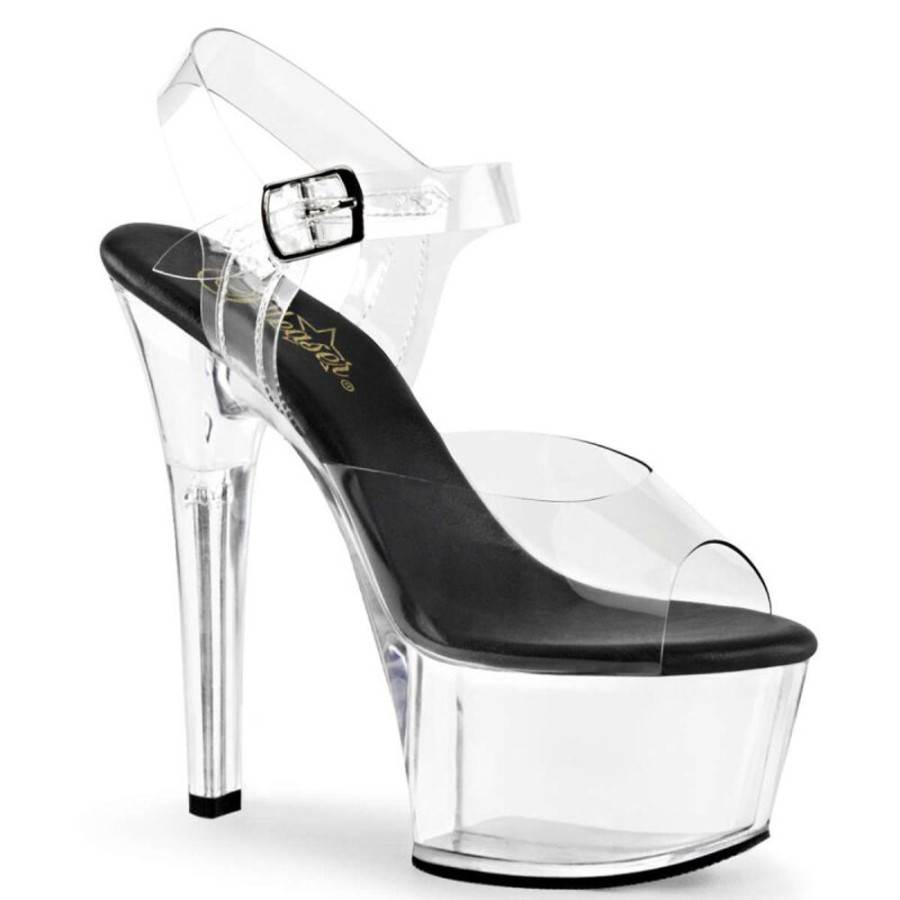 High Heels Pleaser | Pleaser Aspire-608 Clear-Black/Clear