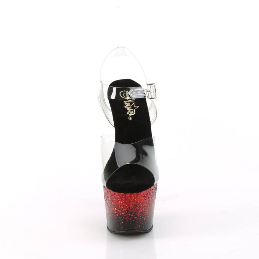 High Heels Pleaser | Pleaser Adore-708Ss Plateau Sandalettes Glitter Transparent Red