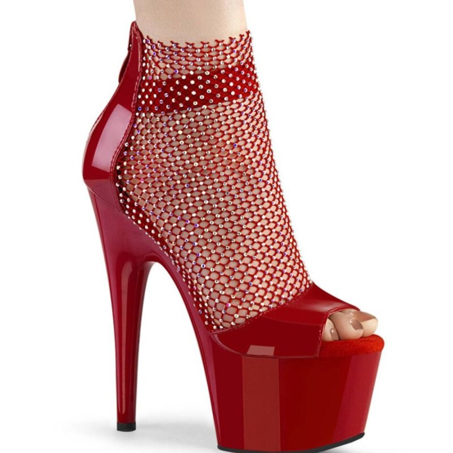 High Heels Pleaser | Pleaser Adore-765Rm Plateau Sandalettes Mesh Patent Red