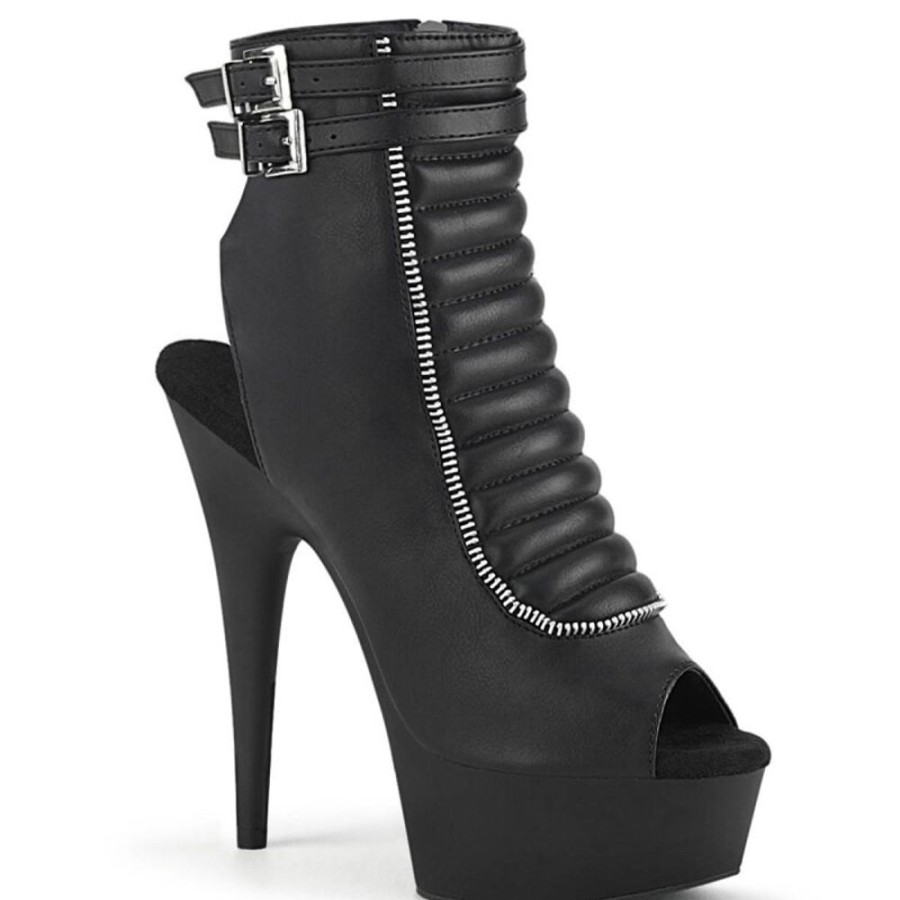 High Heels Pleaser | Pleaser Delight-600-18 Plateau Ankle Boots Faux Leather Black