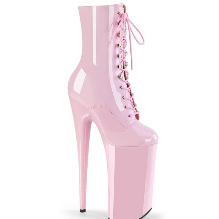 High Heels Pleaser | Pleaser Beyond-1020 Plateau Ankle Boots Patent Light Pink