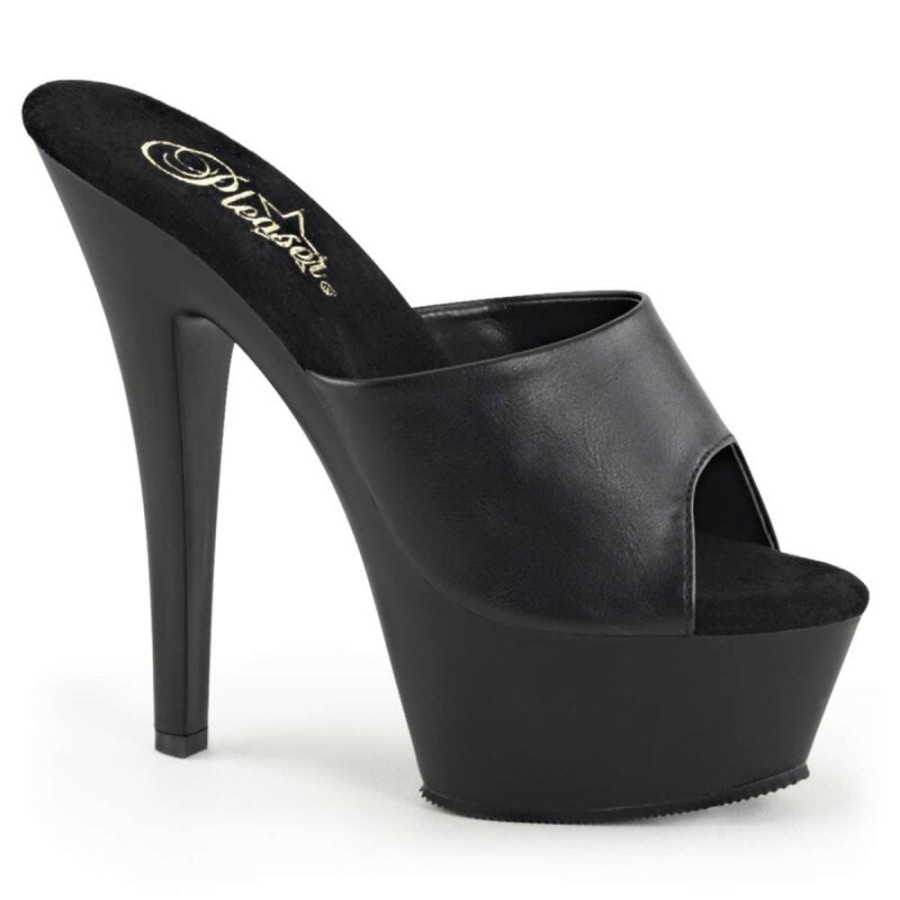 High Heels Pleaser | Pleaser Kiss-201 Black Faux Leather/Black Matte